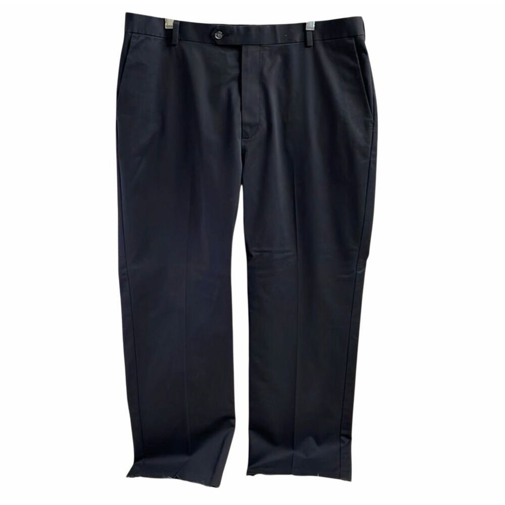 Roundtree & Yorke Mens 38x29 Black Dress Slacks Career Office Classic Fit Pants
